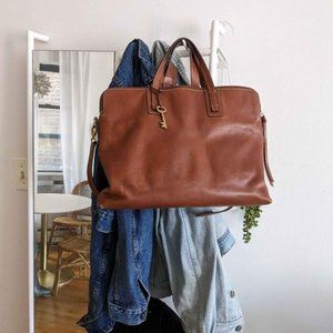 Fossil Leather Laptop Bag, Crossbody Optional